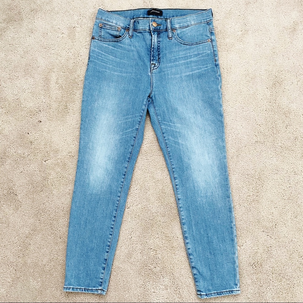 J.Crew 9" High Rise Toothpick Light Wash Jeans